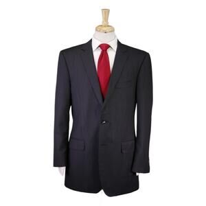 Custom Tailored Gray Herringbone 2-Btn Wool Suit Full Canvas 40L